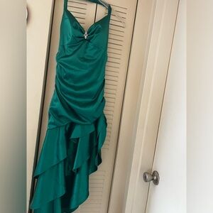 Green long prom dress, size 5.